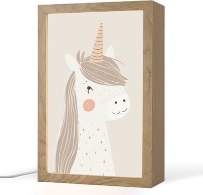 Nachtlampje 20x30 cm - Kinder lampje - Eenhoorn - Pastel kleuren - Unicorn - Tafellamp kinderkamer - Slaapkamer lamp - Bedlamp kinderen - Kinderlampje stopcontact - Wandlamp babykamer - Nachtlampjes