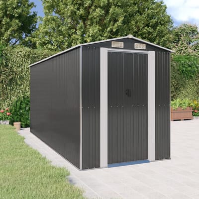 vidaXL - Tuinschuur - 192x440x223 - cm - gegalvaniseerd - staal - antracietkleurig