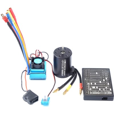 Moteur sans balais 3650 2300KV, étanche, carte de programmation ESC pour télécommande 1/8 1/10 80A ESC noir