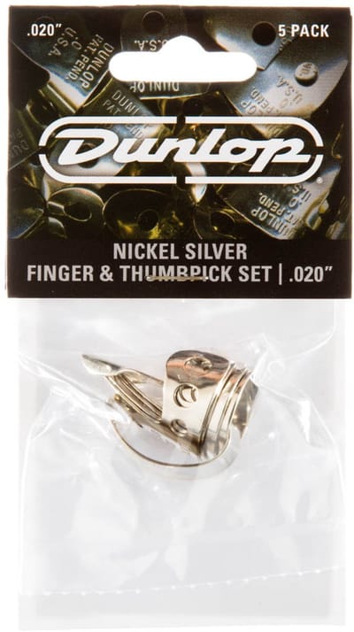Dunlop nikkel zilver Tube Fingerpicks 0,20", Players pakket - 5 st. - Plectrum set