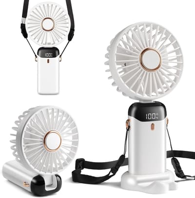 Compacte Handventilator Mini USB Ventilator Ventilator 4000mAh Accu Opvouwbaar & Meeneembaar Type‑C Digitaal Display