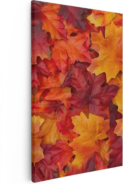 Artaza Canvas Schilderij Herfstblad - 20x30 cm - Klein - Muurdecoratie Natuur - Wanddecoratie Woonkamer - Schilderijen Op Canvas