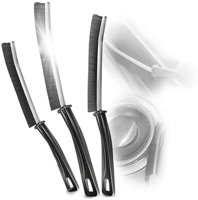 Voegenborstel Set - Nadenborstel Handvat - Dieptereiniging Tegels - Harde PET-Haren - 3 Stuks - Zwart Zilver