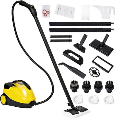Stoomreiniger - Stoomapparaat - Hygiënisch Reinigen - 2000W Krachtig - 1.8 Liter Tank - Oranje/Zwart