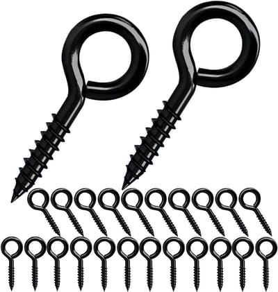 10 Stuks Oogschroeven 50mm - Ceiling Hooks, Ring Schroeven met Oog, Ideaal voor Tuin, Hout en Bloemhangers, Zwart