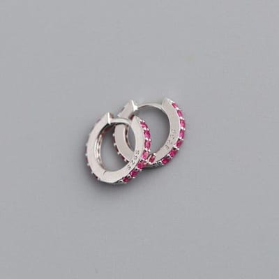 925 Sterling Zilver Zircon Kleurrijke Cirkel Stud Oorbellen Voor Vrouwen Meisjes Feest Punk Sieraden Pendientes Accessoires eh723