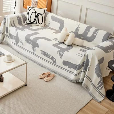 Zwart Wit Chenille Sofa Handdoek voor Woonkamer Antislip Bankenhoes Bankhoezen L Vormige Hoekbank Mat Zitkussen Modern Huis 180x90cm