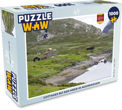 Puzzel Cottages bij een meer in Noorwegen - Legpuzzel - Puzzel 1000 stukjes volwassenen