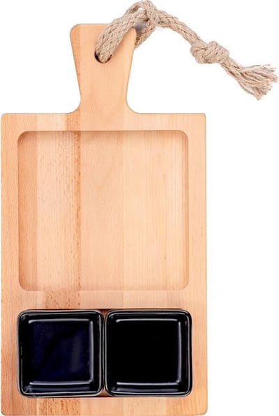 Bowls and Dishes | Puur Hout | Duurzaam | Beuken Foodplank 35 cm 2 vak 2 schaaltjes zwart