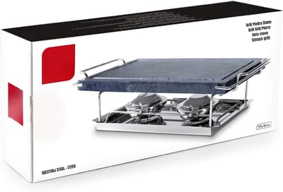 AMA® Steengrill - Lavasteen - Grillplaat - Zwart - ‎37cm x 18cm x 12cm