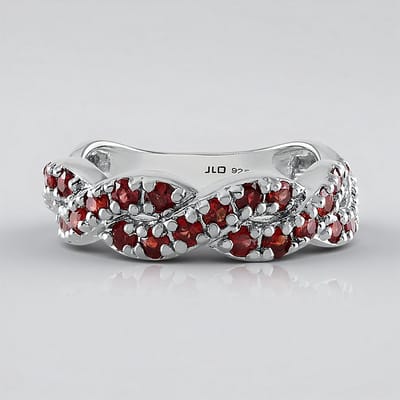 Cavill - Exclusieve Zilveren Ring - 925 Sterling Zilver Platina Geplateerd - 26 Tanzania Robijnen 1,406 ct - Elegante Rode Edelsteen Ring voor Dames