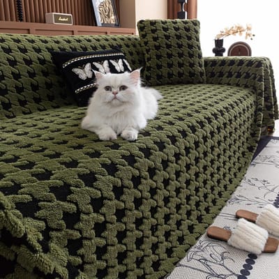 Housse de canapé en peluche à motif Mille Oiseaux Épaisse Chaude Antidérapante Coussin de canapé Housse de protection de meubles en peluche douce Décoration de la maison 1seat 180x130cm-1pcs black