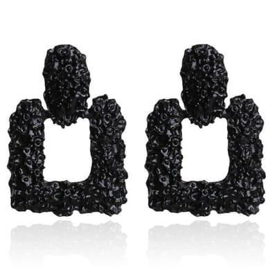 Cilla Chunky Vierkante Oorbellen - Black
