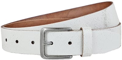 Landley Witte Crack Leren Riem voor Dames en Heren - Unisex Jeansriem - 4 cm - Craquelé Leer - Wit - Lengte totaal 100 cm / Riemmaat 85