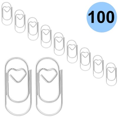 Fako Bijoux - 100x Mini Paperclip Hart Zilver - Zilverkleurige Hartjes Paperclips - Clip Hart Zilver - Sluitclip - Paperclip - Papierklem - Cadeauverpakking - Trouwen - Geboorte - 100 Stuks