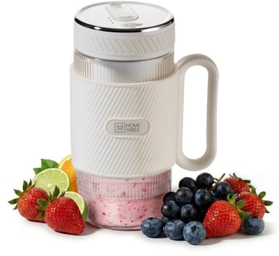 Mini Blender To Go - Draagbare Smoothie Maker - 80W - 500ML - Oplaadbaar - Met Rietje - Ivoor Wit - Home Vibes®