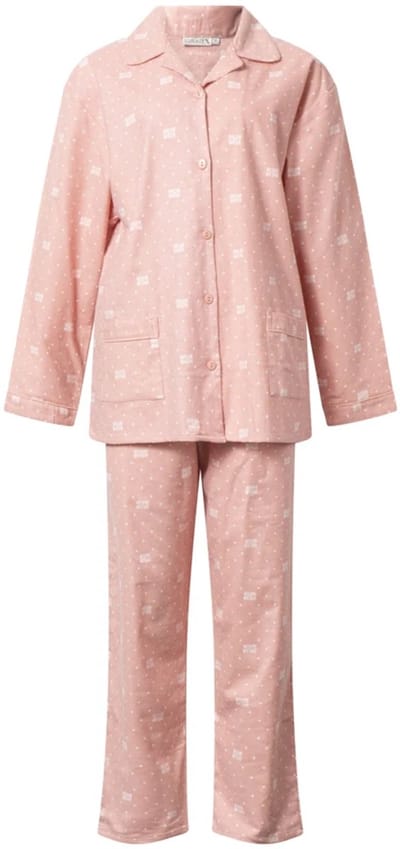 Lunatex - klassieke dames pyjama flanel 641976 - dream queen - roze - maat M