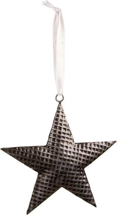 Clayre & Eef Decoratie Hanger Ster 10x10 cm Grijs IJzer