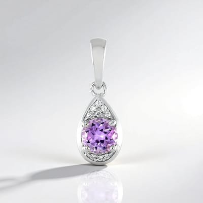 Cavill - Zilveren Hanger met Lavendel Amethist 0,72 ct - 925 Sterling Zilver - Elegante Druppelvorm met 9 Zirkonia's - Luxe Zilveren Sieraad