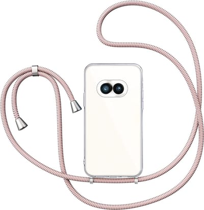 Hoesje met Koord geschikt voor Nothing Phone 2a / 2a Plus - Back Cover Siliconen Case Transparant Hoes Roségoud