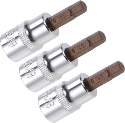 H6 (6mm) Hex Bit Socket 3/8" Aandrijving 1.5" Lang, S2 Legering, Geschikt voor Bevestigingswerkzaamheden - Set van 3 Stuks