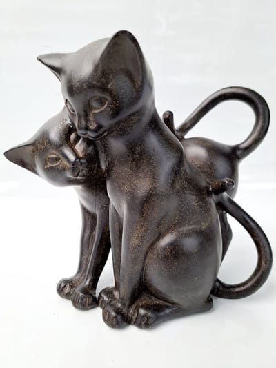 Katten beelden zwarte kat CT2185 - Decoratie - polyresin- 2 stuks -polystone - poes katten