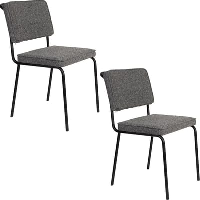 Zuiver Buddy Eetkamerstoelen Zwart - Set van 2