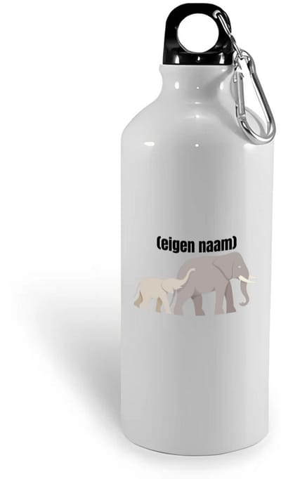 Hacebo® - olifant en kleine met eigen naam waterfles - Olifant - dieren liefhebber - iemand die houdt van olifanten - verjaardag - cadeau - kado - geschenk - water fles - 400ML