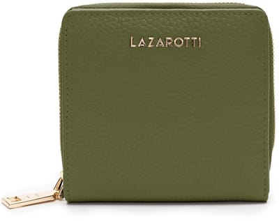 Lazarotti Leren portemonnee Bologna Leather Zip Wallet With 6 Card Slots Olive olijfgroen