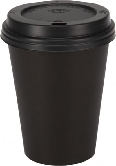 50 x Koffiebeker 8oz 240ml zwart + zwarte deksels wegwerp papieren bekers karton kraft – drank bekers – drinkbekers- koffie beker – wegwerpbeker – Koffiekopjes – Koffiemokken - Warme en Koude Dranken