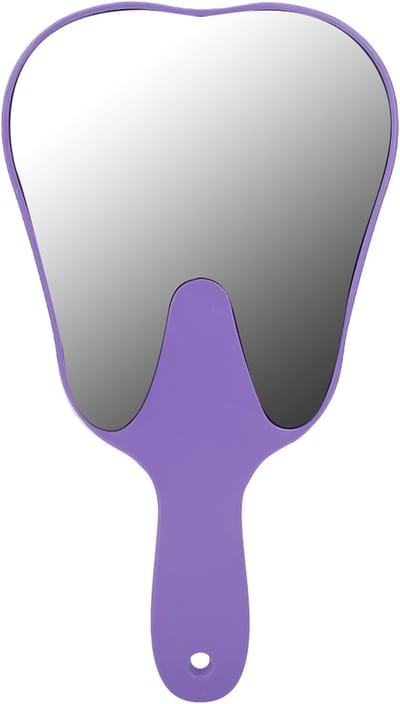 Handspiegel voor Tandheelkunde - Plastic Handvat Mondspiegel voor Mondhygiëne, Tandartsaccessoire en Inspectie van Tanden en Tandvlees (Paars)