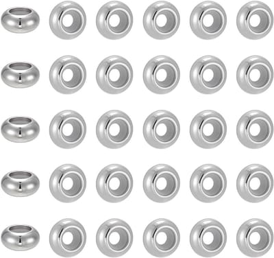 35 Stuks Stopper Beads Ringen Spacer van RVS 10x5mm voor Sieraden Maken, Ideaal voor Armbanden en Kettingen, Gat: 3mm