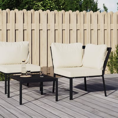 vidaXL - Tuinstoel - met - zandkleurige - kussens - 76x76x79 - cm - staal