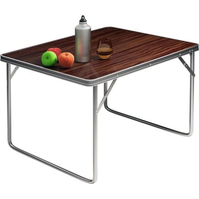 Casaria Campingtafel houtlook aluminium 80x60x70cm opvouwbaar