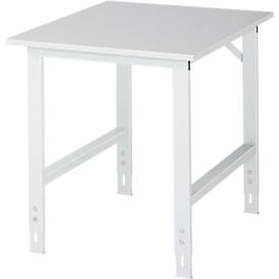 Rau ESD-werktafel Tom, handmatig in hoogte verstelbaar, 28 mm spaanplaat met melamine coating, tot 500 kg, B 750 x D 1000 x H 760-1080 mm, lichtgrijs