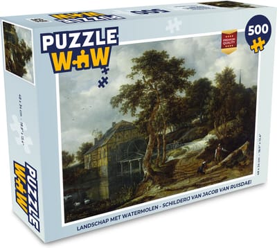 Puzzel Landschap met watermolen - Schilderij van Jacob van Ruisdael - Legpuzzel - Puzzel 500 stukjes