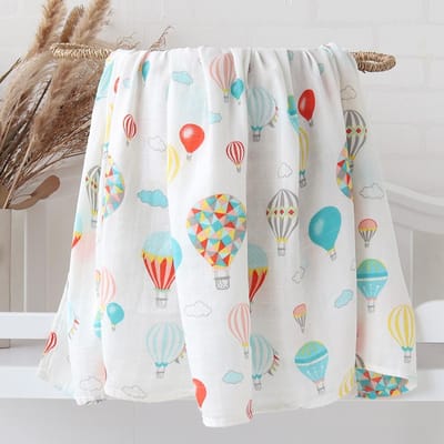 Babydekens Pasgeboren Wikkel Eucalyptusblad Bedrukt Biologisch Bamboe Katoen Muslin Swaddle Beddengoedhoes Baby Born (as the picture,60x60cm)
