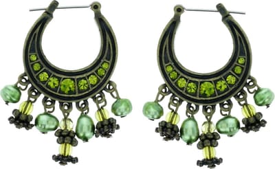 Behave - Oorbellen hanger groen kralen - Boho chic - Dag en avondlook