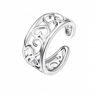 Teenring- Zilverplating- opengewerkt - Charme Bijoux