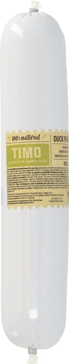 Timo Pure Meat Worst 800 g - Hondenvoer - Eend Vanaf >3 Maanden