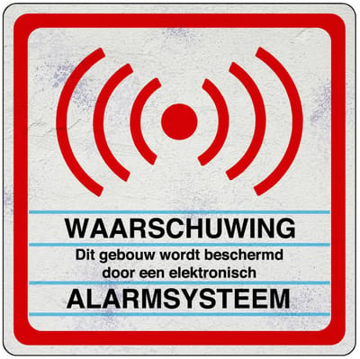 Beveiligingsbord alarmsysteem gebouw | Sign Again materiaal | 15 x 15 cm