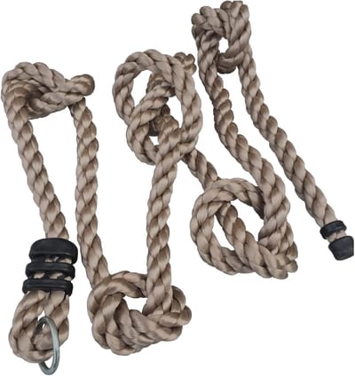 Klimtouw met knopen - Speeltouw - Buiten spelen - Inclusief topring - 3 meter - Grijs