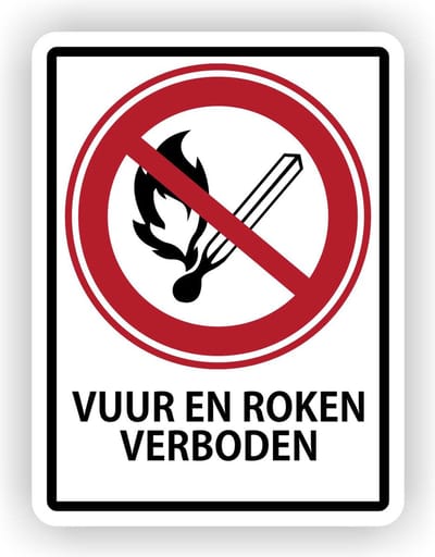 Jerma - Vuur en roken verboden - Sticker - 19 x 25 cm - Weerbestendig - Zelfklevend - Krasbestendig