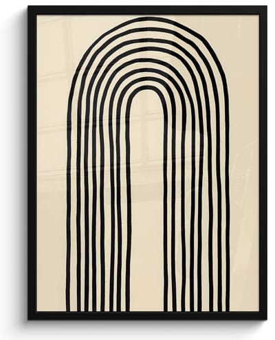 Poster in lijst - Fotolijst 50x70 cm - Posters - Boogvormen - Zwart - Strak - Posterlijst zwart - Decoratie - Wanddecoratie woonkamer - Muurdecoratie slaapkamer