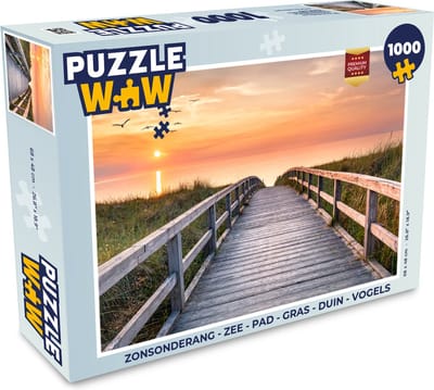 Puzzel Zonsonderang - Zee - Pad - Gras - Duin - Vogels - Legpuzzel - Puzzel 1000 stukjes volwassenen