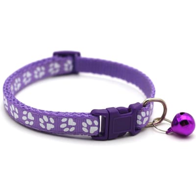 Huisdierenhalsband Schattig Reflecterend Verstelbaar Veiligheidssluiting Comfortabele Hond Kat Halsband met BelPaars blue