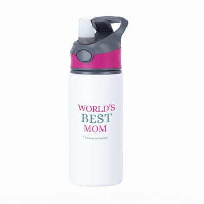 Hacebo® - world's best mom waterfles met rietje roze - Mama - moeder - moederdag cadeautjes - verjaardagscadeau - kado - water fles - 650ML