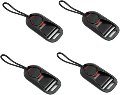 Camera Riem Clips - Snelontgrendeling Gespen - Camera Bevestigen - Duurzaam Kunststof Nylon - 4 Stuks - Zwart Rood
