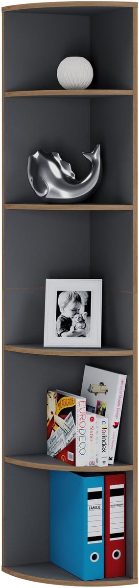 VCM Holzregal stehend | platzsparendes Eckregal | Maße Bücherregal ca. H. 183 x B. 33 x T. 33 cm | elegantes Regal | Büroregal – Salia 5fach