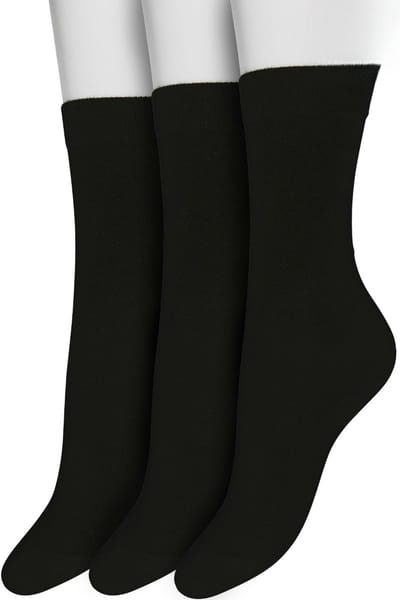 Bonnie Doon Basic Sokken Dames Zwart maat 36/42 - 3 paar - Basis Katoenen Sok - Gladde Naden - Brede Boord - Uitstekend Draagcomfort - Perfecte Pasvorm - 3-pack - Multipack - Effen - Black - OL834223.101